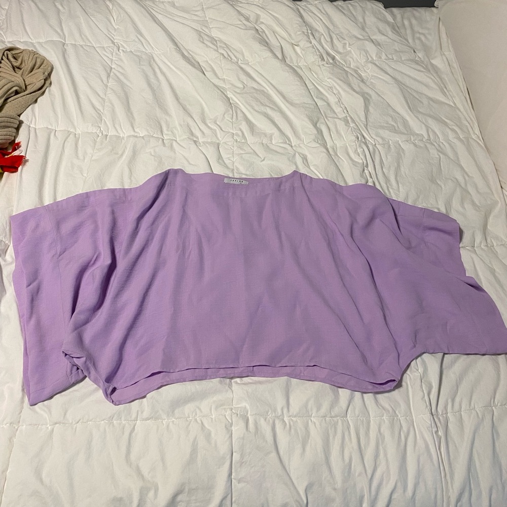 Purple Wide-Sleeve Cropped Top
